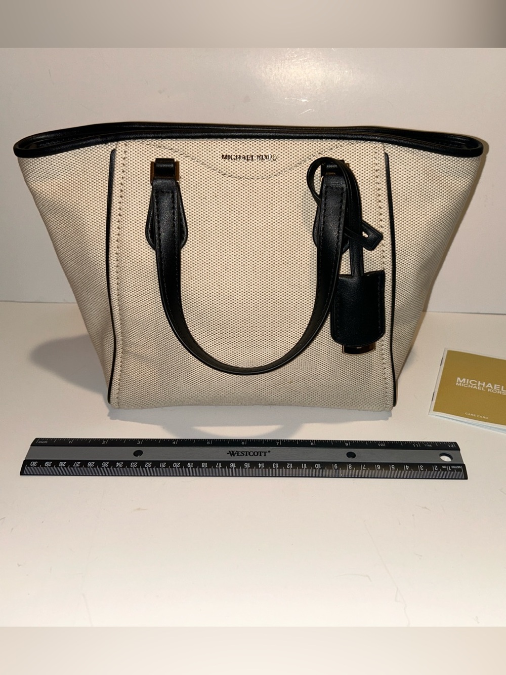 MICHAEL Michael Kors Black & Cream Canvas satchel with leather trim - Picture 4 of 14